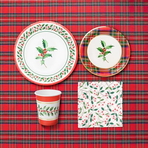 Imagen de OH YEAH Kit Vajilla Navidad 6 Personas Tartán 50 Piezas Platos