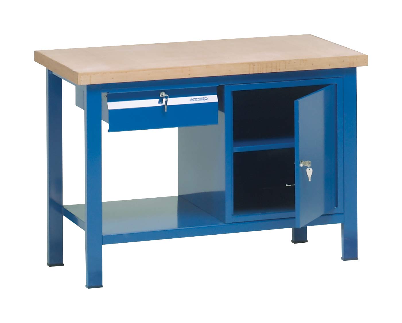 Banco da lavoro, cm 120x70x88h, piano faggio multistrato, art. 216