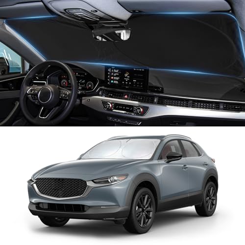 Image of Sun Shade for CX-30 Windshield Sunshade Custom fit for Mazda CX30 2019-2025 2026 Car Accessories Foldable Front Window Cover Retractable Shield Visor Protector Keep Interior Cool Blocker
