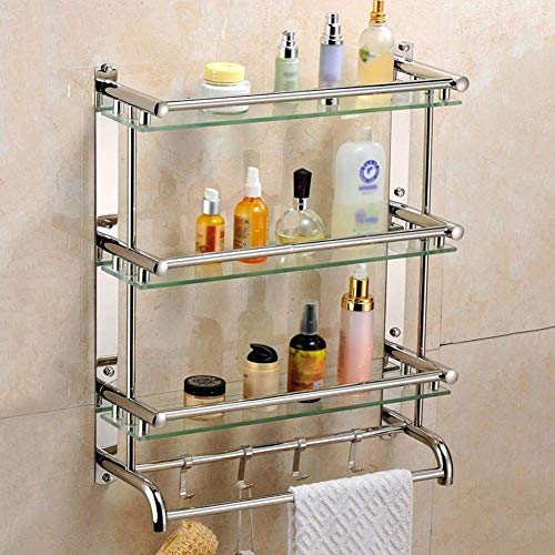 Étagère de rangement rectangulaire de 50cm avec porte-serviettes