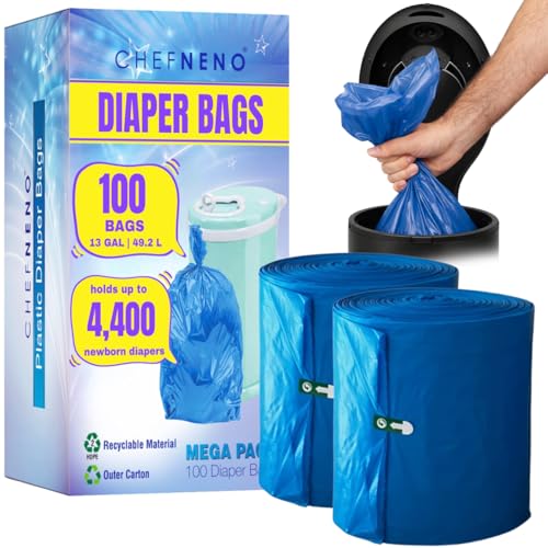 Image of Disposable Diaper Pail Refill Bags (100 Bags) Compatible with Ubbi Diaper Bag Pail 13 Gal Capacity Diaper Pail Bag Medium Kitchen Trash Bag Heavy Duty Recycled Large Garbage Bag (100 ct.)