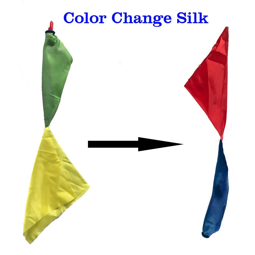2 bufandas mágicas de seda que cambian de color, bufandas para calles de truco de magia, pañuelo para niños y adultos, regalo de fiesta de cumpleaños, 7.88 x 7.88 pulgadas 2
