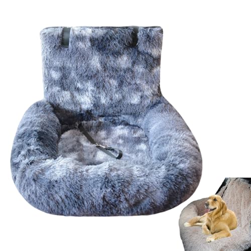 Dog Car Seat with Thick Cushion Travel Pet Bed with Seat Belt Car Seat Dog Bed for Large and Small Dogs (Tie-Dye Dark Gray, Medium)