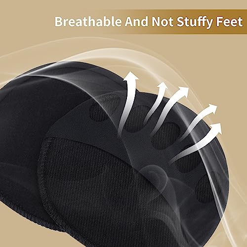 Image of 4 Pairs Honeycomb Fabric Forefoot Pads Women High Heels Invisible Socks High Heel Comfort Pads for Relieving Foot Fatigue Comfortable Non-Slip Corrective Toe Socks Pad (Black)