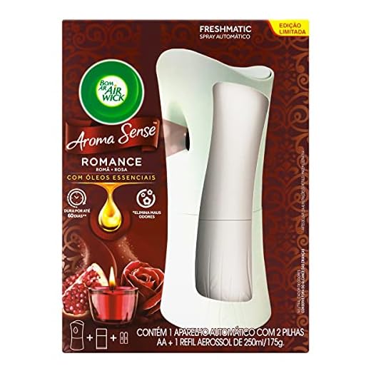 Aromatizador Automático Bom Ar Freshmatic Aroma Sense Romance contém 1 Aparelho e 1 Refil 250ml