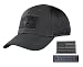 Condor Flex Mesh Cap, BLACK + Flag & Warrior Patch, Fitted Tactical Operator Hat (L/XL)
