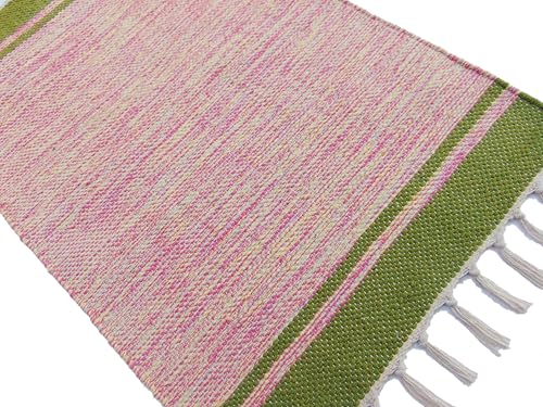 Image of MDZ Hand Woven Cotton Modern Assorted Border Rug | Size: 16 inchx24 inch Inch or 40x60 cm | Color: Assorted Multi | Machine Washable | Eco Friendly | Multi Uses (Combo of 7 Pcs.)