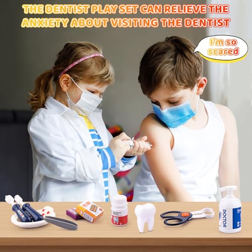 Dentist Play Set, Educational Dentist Kit for Kids, Doctor Kit for Toddlers 3-5 with Realistic Medical Tools, Pretend Play Toys for Boys & Girls - Image 4