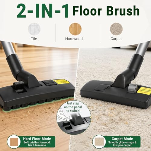 Image of EZ SPARES 1-1 /4 inch Vacuum Floor Brush,Compatible with Hoover, Eureka, Rainbow, Shop Vac, Bissell, Kenmore & Most Brands,2-in-1 Flip Brush for Hardwood & Carpet Cleaning Head,for Home, Includes Adapter