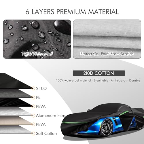 Image of for Corvette 2014-2019 C7 Car Cover 210D Outdoor Waterproof UV Protection, with Cotton Layer, Zipper Door, Reflective Strip, Storage Bag, for Chevy C7