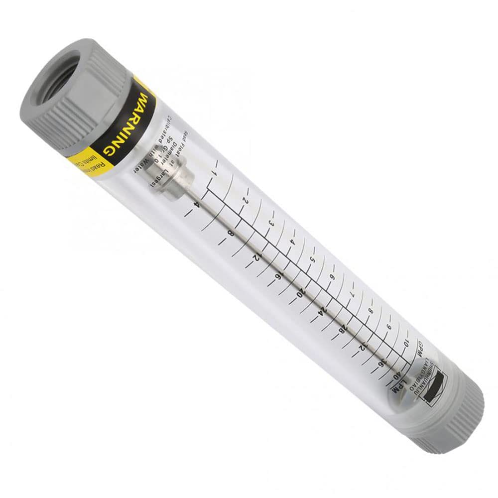Flussometro a tubo, LZM-20G Misuratore di portata liquido acrilico trasparente, Flussometro ad alta precisione, 1-10 GPM e 4-40 LPM, filettatura interna da 3/4 "
