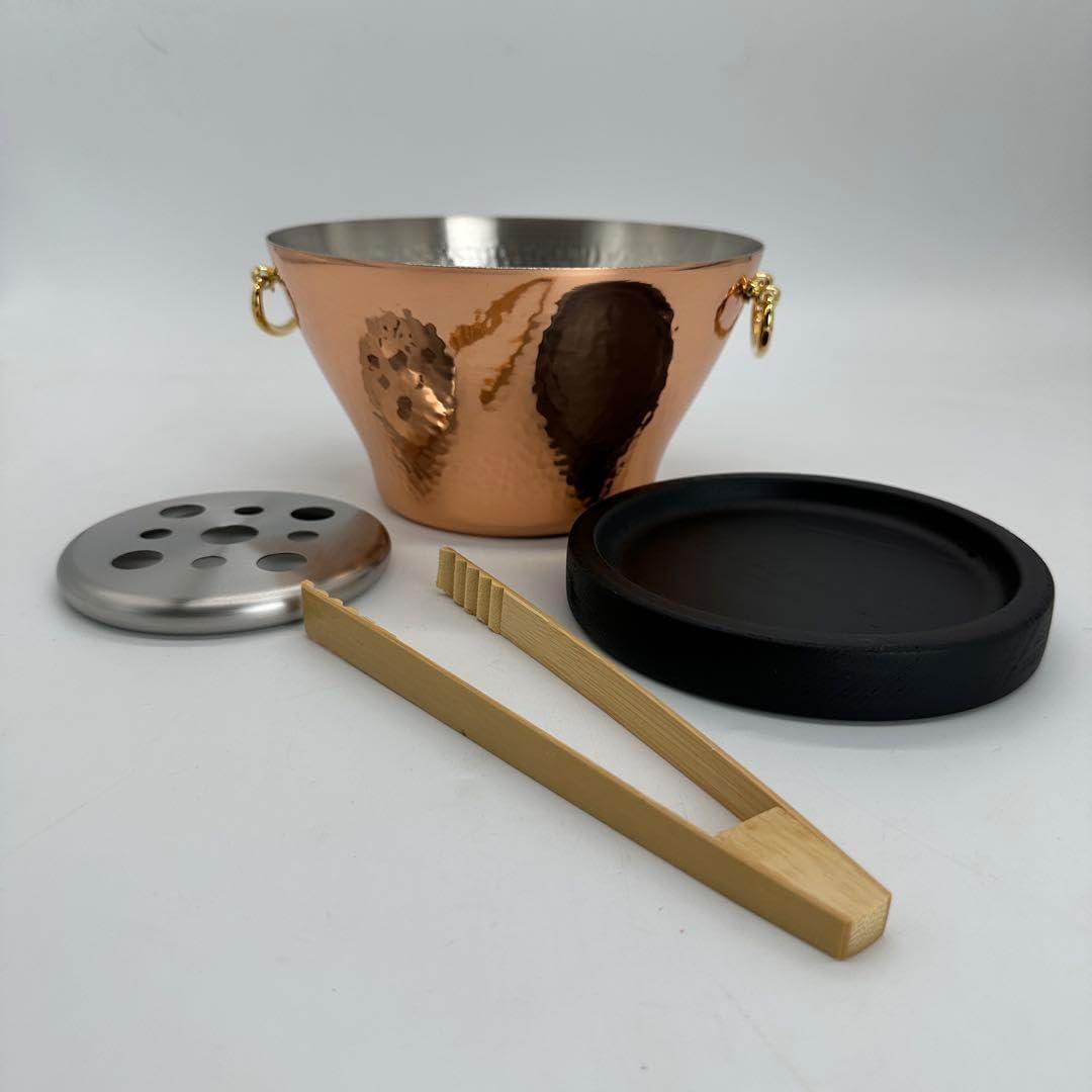 新品未使用 純銅 氷入れ アイスペール トング 木台付 酒器 ワインクーラー 純銅 氷入れ アイスペール トング 木台付 酒器 ワインクーラー 氷