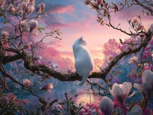 Peinture numéro chat et fleurs activité manuelle adulte pour salon zen