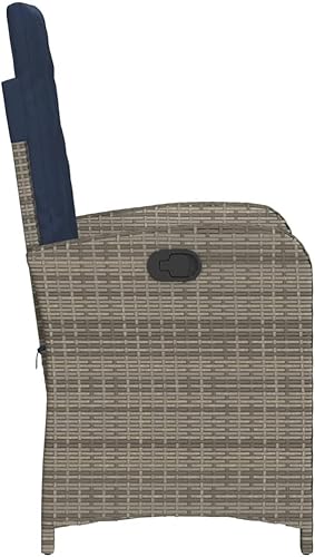 Miniatura 5 de Silla de patio reclinable con cojines gris Poly Rattan Patio Sillas Sillas para Comedor para patio, playa, estudio, terraza