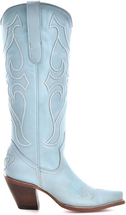 Corral Boots Womens Tall Embroidered Snip Toe Casual Boots Knee High High Heel 3" & Up - Blue