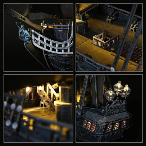 3D Puzzles for Adults Home Decor Pirate Ship Gifts for Men Women Model Kits Brain Teaser Puzzles for Adults Teacher Gifts,Queen Anne's Revenge 340 Pcs Valentine's Day Gift Easter Gifts
