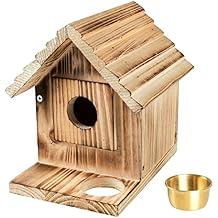 Bird House for Outside, Wooden Bluebird House with Predator Guard, Hanging Wild Bird Feeder, Outdoor Birdhouse for Clearance, Garden Bird Nesting Box for Country Cottages