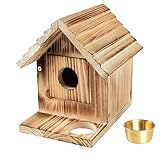 Bird House Birdhouse for Outside Wooden Bluebird House with Predator Guard Bluebird Nesting Box Wild