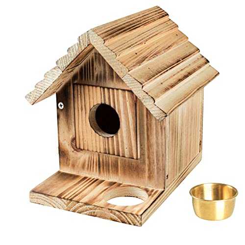 Bird House for Outside, Wooden Bluebird House with Predator Guard, Hanging Wild Bird Feeder, Outdoor Birdhouse for Clearance, Garden Bird Nesting Box for Country Cottages