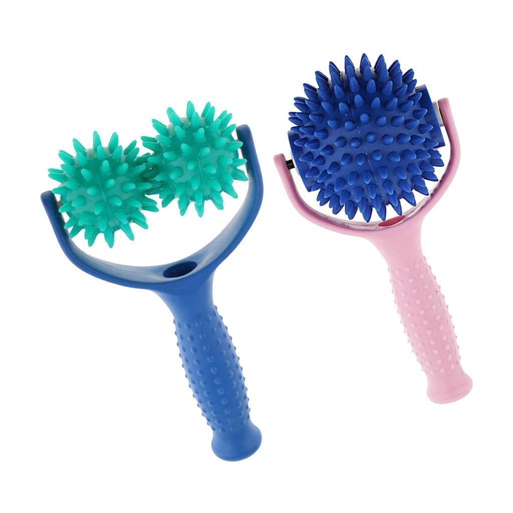 THE STYLE SUTRA 2x Spiky Massage Rollers Relaxation Tools with Handle for Shoulder Neck Back