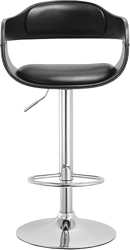 Miniatura 3 de AC Pacific Taburete de bar ajustable giratorio contemporáneo con asiento y respaldo acolchados, negro, (ACBS07-BLACK-N)