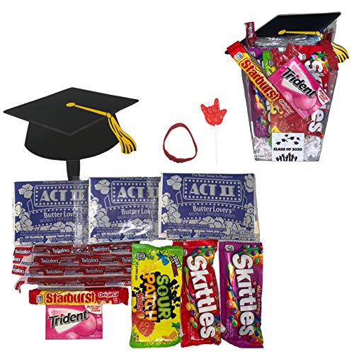Class of 2020 Graduation Gift Basket Snack Bundle With Butter Flavored Microwave Popcorn