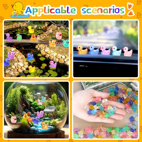 JIUZHU 225 Patos Mini Patos que Brilha no Escuro Patos de Resina Luminosos Patos Minúsculos para Esc