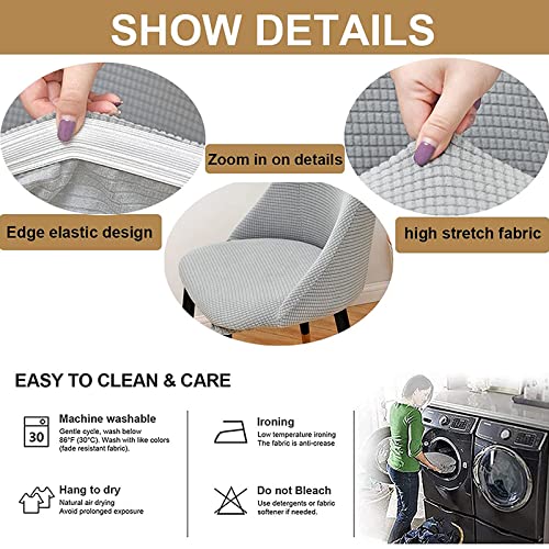 Mswborml Curvo Fundas para Sillas de Oficina Ajustables con Brazos 4/2 Pack, Estilo Nórdico Funda Sillas Cocina Anti Gatos, Elásticas Funda Sillas de Taburete Isla de Cocina,Dark Gray,4PCS - imagen 4