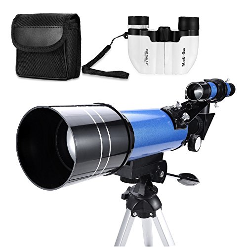 MaxUSee 70mm Refractor Telescope + 8X21 Compact HD Binoculars for Kids and Astronomy Beginners, Travel Telescope for Moon Stars Viewing Bird Watching Sightseeing - Thumbnail 4