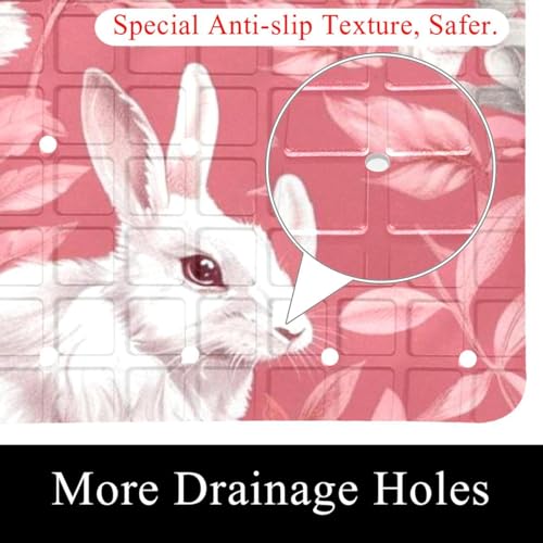 Tapis de bain lapin rose antidérapant extra long à séchage rapide en PVC - 3
