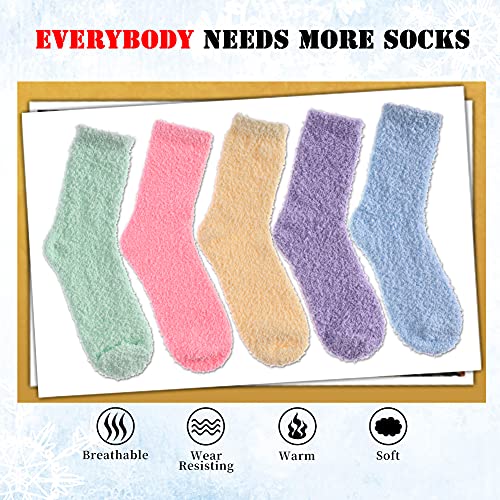Image of LANLEO 5 /6 Pairs Womens Super Soft Fuzzy Plush Warm Winter Home Sleeping Slipper Socks