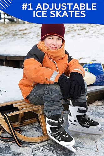 Image of Xino Sports Adjustable Ice Skates - for Girls and Boys, Two Awesome Colors - Blue and Pink, Soft Padding and Reinforced Ankle Support, Fun to Skate!