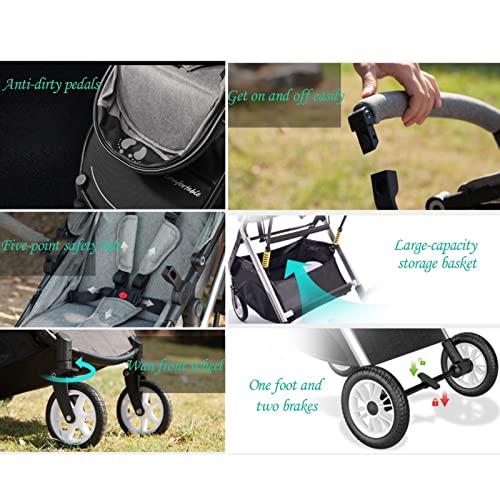 Twin Baby Pram Stroller,Double Infant Stroller，Foldable Double Seat Tandem Stroller High Landscape Reversible Easy Foldable (Color : Black) #TOP4