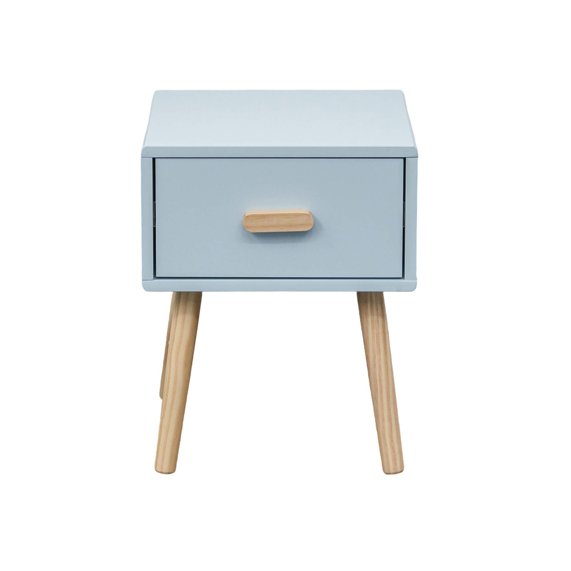 Rebecca Mobili Mesita de Noche para Habitación Infantil, Mesita con 1 Cajón, Celeste Marrón, MDF Pino, para Cama Montessori, Estilo Escandinavo - Dimensiones AxAnxFon: 44 x 35 x 35 cm - Art. RE7142