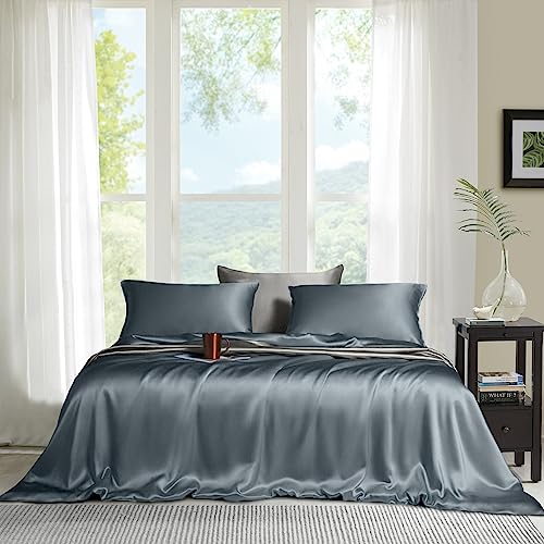Image of Linenweves Bamboo Sheet Set 4 Pc 100% Organic, Natural, Softest, 400 Thread Count Cooling Like Silk (Full, Light Grey)