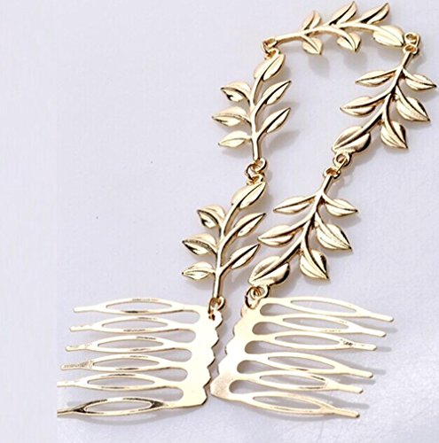Yueton 2Pcs Fashion Ladies Athena Olive Branch Tassel Leaf Chain Clips Barrettes Bobby Pin Hair Clips Bride Headwear Edge Clip Clamps Cuff Boho Headbands (Tassel Leaf) #TOP3