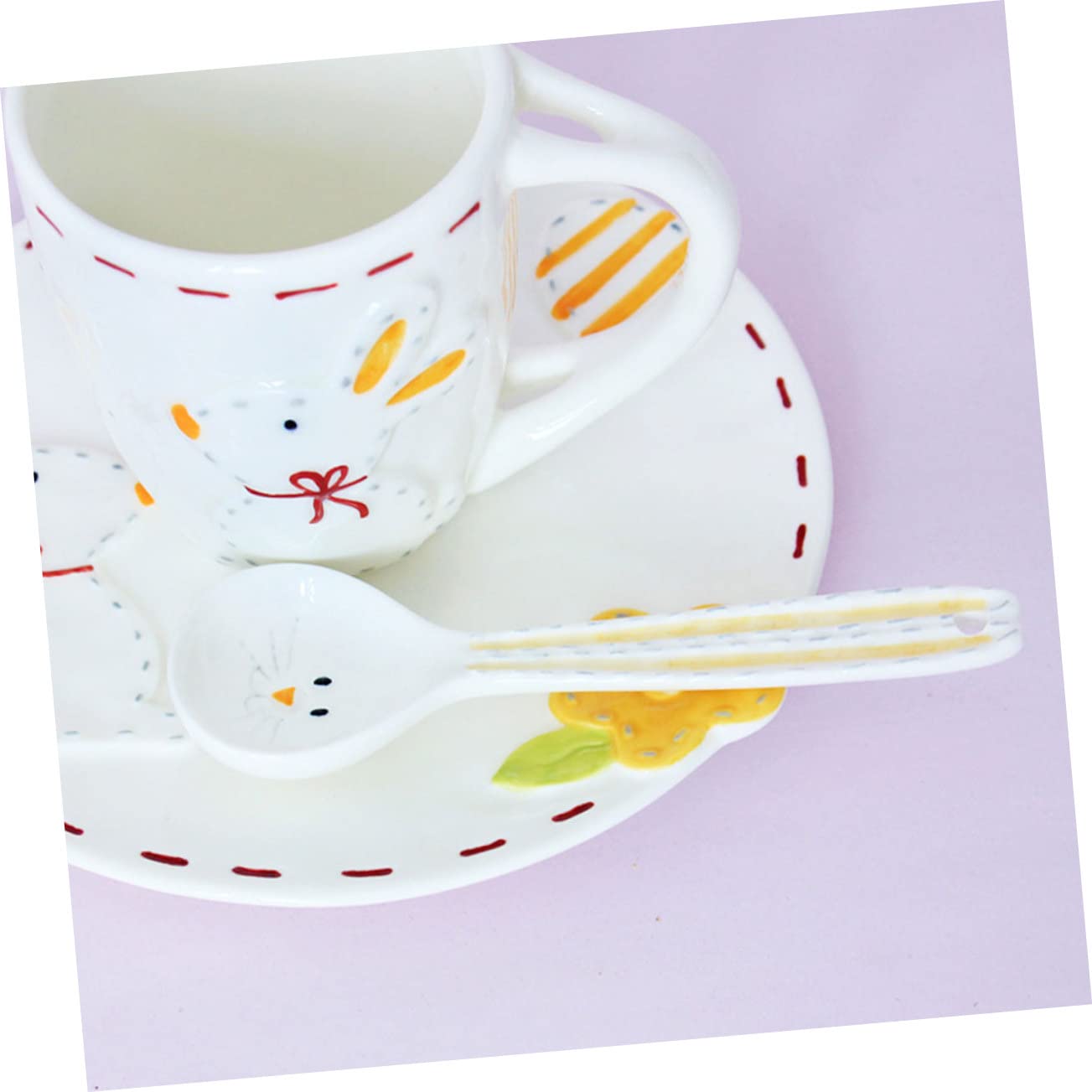 Alipis 4stücke Cartoon Keramik Löffel Ergonomische Frühstücks Und Suppenlöffel Gesundes Sicheres Design Für Kaffee Und Desserts Farbenfrohe Dekoration Für Jede Küche