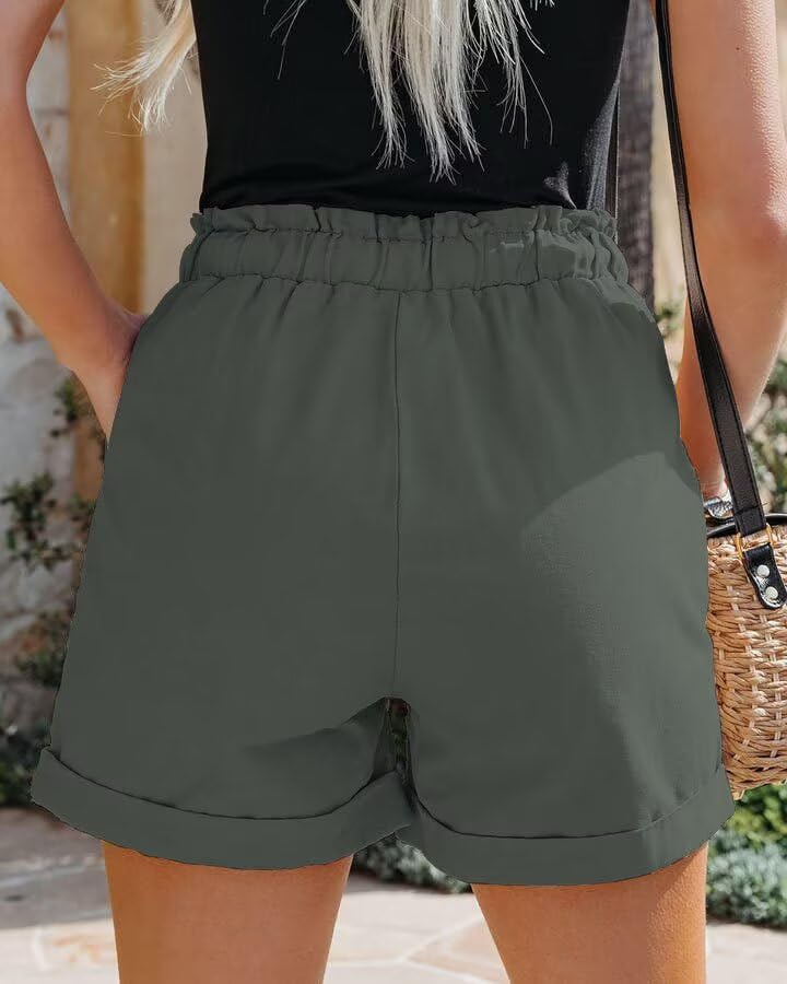 QACOHU 2025 Womens Summer Shorts Casual Comfy Drawstring Elastic Waist Shorts with Pockets Beach Lightweight Shorts - Image 4