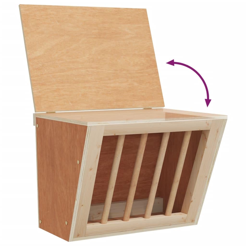 Mangloder - Heno para conejos de madera maciza de abeto, 25 x 18,5 x 20,5 cm, dispensador de heno para cobayas, comedero para comer y beber, montaje en pared, capacidad de carga de 8 kg