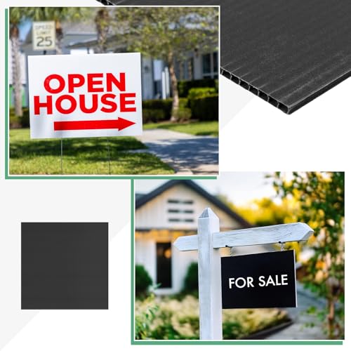 Image of M METERXITY 2-Pack Corrugated Plastic Sheets, 20 Inch x 20 Inch Waterproof Blank Corrugated Poster Board Yard Signs for Garage Sale /Office /Classroom /Party /Lawn Sign Road [3mm Thick, Black]