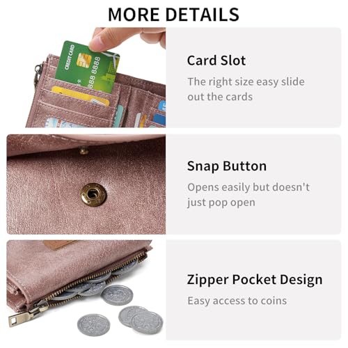 Image of SENDEFN Small Womens Wallet RFID Blocking Double Zipper Pocket Card Holder Purse