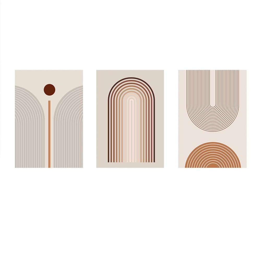 SOBMQ Poster-Beige Abstract Bohemian Posters Nordic Geometric Lines Canvas Painting Modern Living Room Wall Art Picture Office Home Decor-60 * 70cm-3PCS (No Frame)