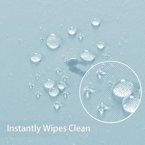 Image of Obstal Dusty Blue Rectangle Table Cloth, 60x120 Inch | Heavy Duty Water Resistance Polyester Tablecloth, Decorative Fabric Table Cover for Outdoor and Indoor Use
