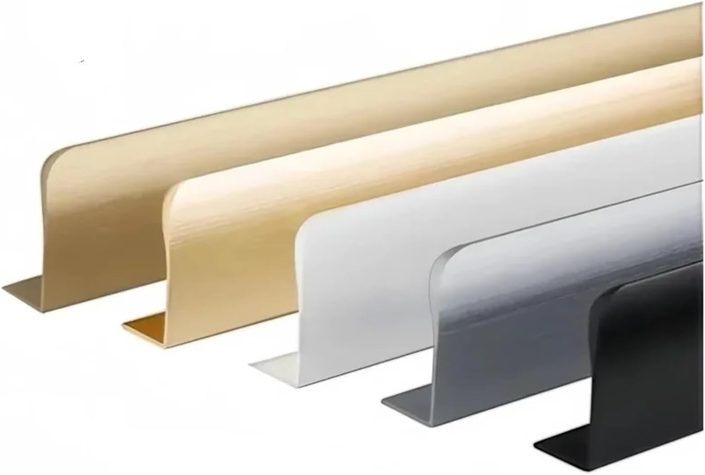 Black/Gold/Gray Cabinet Edge Finger Pull Kitchen Concealed Drawer Pulls Aluminum Alloy Hidden Door Handle,Arc Furniture Handles(Black,150mm)