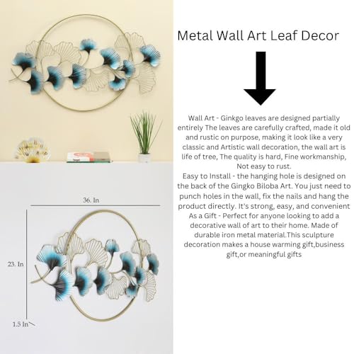 Image of Handcrafted Metal Modern Flower Leaf Wall Art Multicolor Unique Modern Accent for Stylish Interiors Wall Art for Home Decor, Living Room, Bedroom & Office