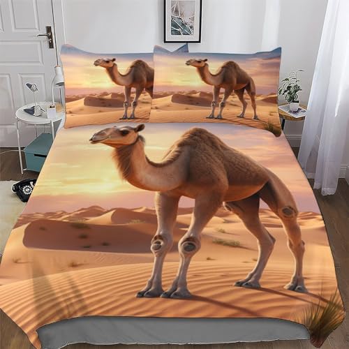 DDFRTYY Camel Duvet Cover Set Quilt Covers With Pillowcases Soft Bedding Sets 2PCs Set, for Kids Adult Bed Linen Comforter Cover Single(135x200cm)