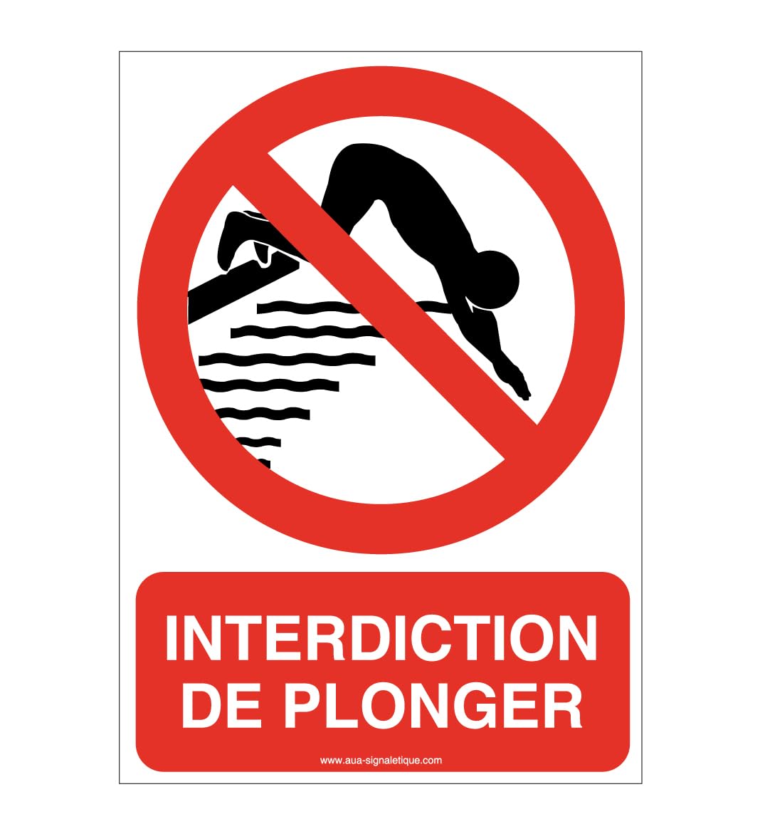 Panneau Interdiction de plonger en Alu Dibond durable 300x420mm