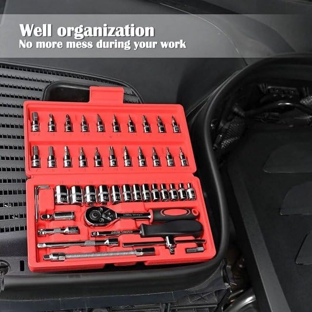 Aeon Tech Tool Kit for Home Use | Tools Set, Hand Tools, Bike Tool Kit Set, Socket Wrench Set, Spanner Set Tool Kit Goti Pana Set - Box End (46 in 1) 1
