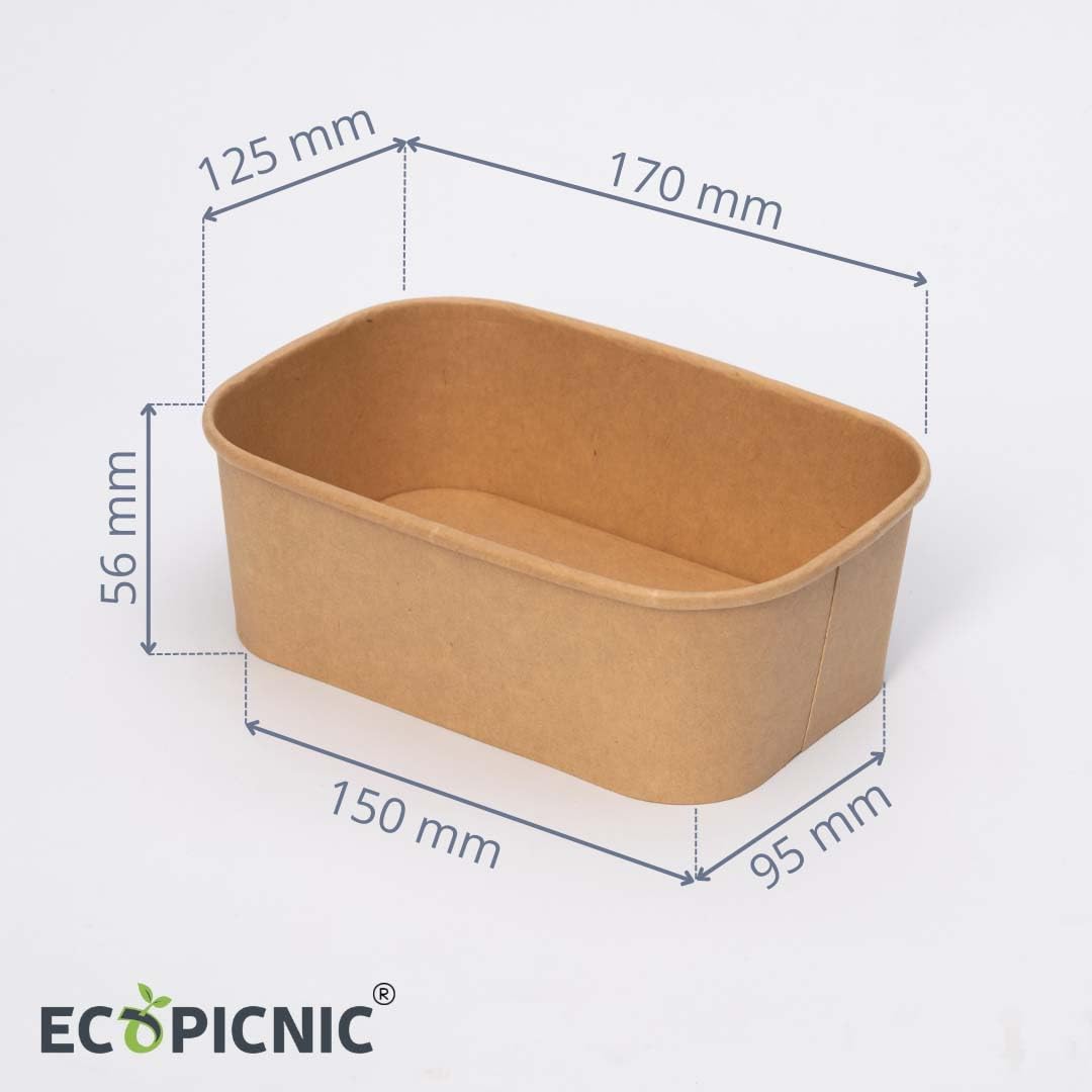 MAQA 50pcs Bols à Salade Ronds En Papier 750-1000-1300 Ml, Bol à Salade Avec Couvercle, Récipients Alimentaires Poke Bowl à Emporter 1300 ML