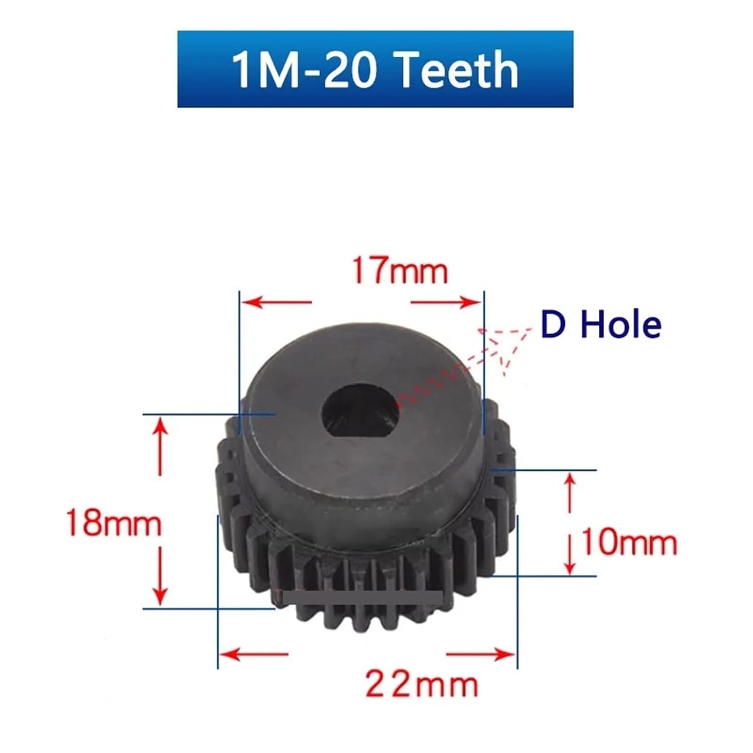 1Pcs 20T-26T 1M D Hole Spur Gear with Step 1 Mod 20 22 24 25 26 Teeth 45# Steel Metal Motor Gear Bore 5x4.5/6x5/6x5.5/8x7-12x11mm(5x4.5mm,24 Teeth)
